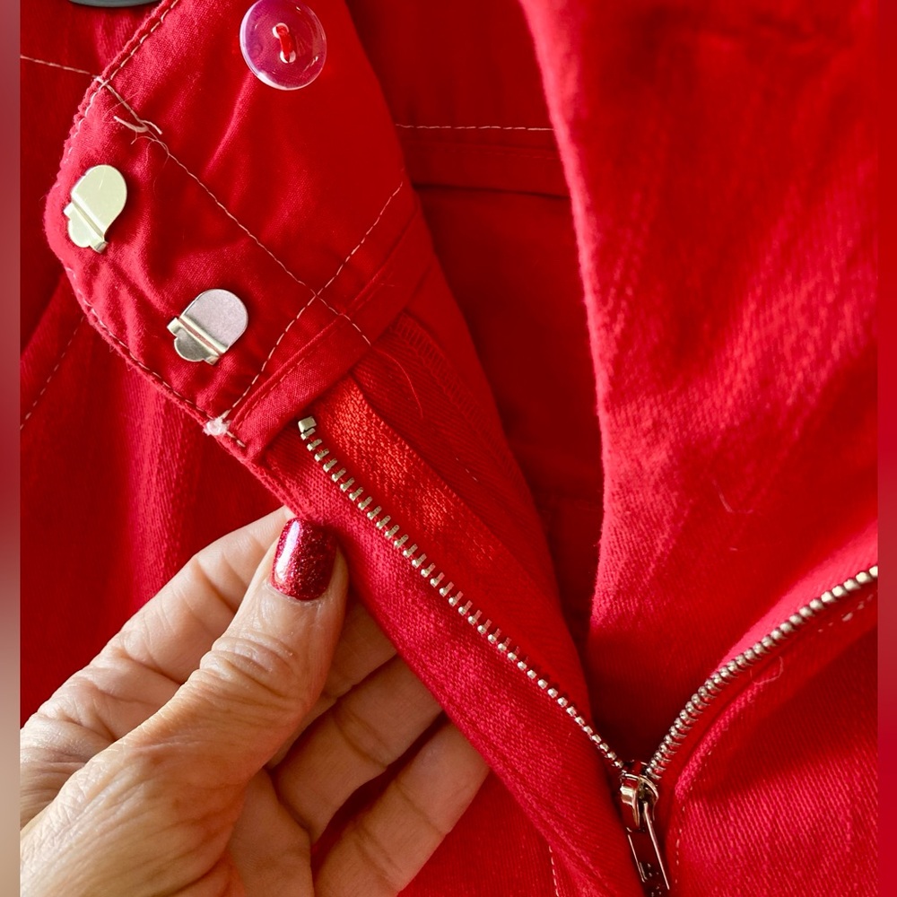 Apple Red ASTR Wide Leg Casual Cropped Pant Stretch Denim Preppy Travel Size MED - Picture 5 of 15